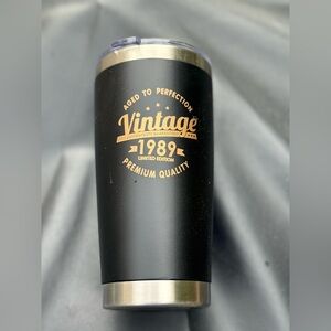 Stainless Steel Travel Tumbler - Black with Gold font